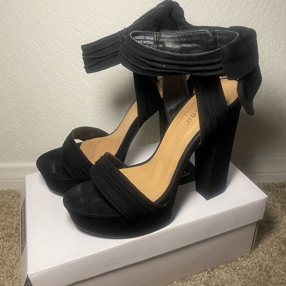 Black Suede Platform Heels